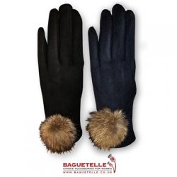 Gloves - Velvet with Faux Fur Pom Pom
