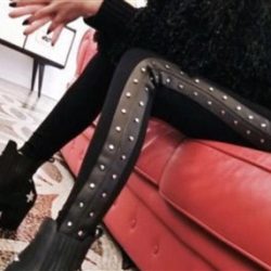 * NEW PRODUCT * Leather and Stud Design Leggings