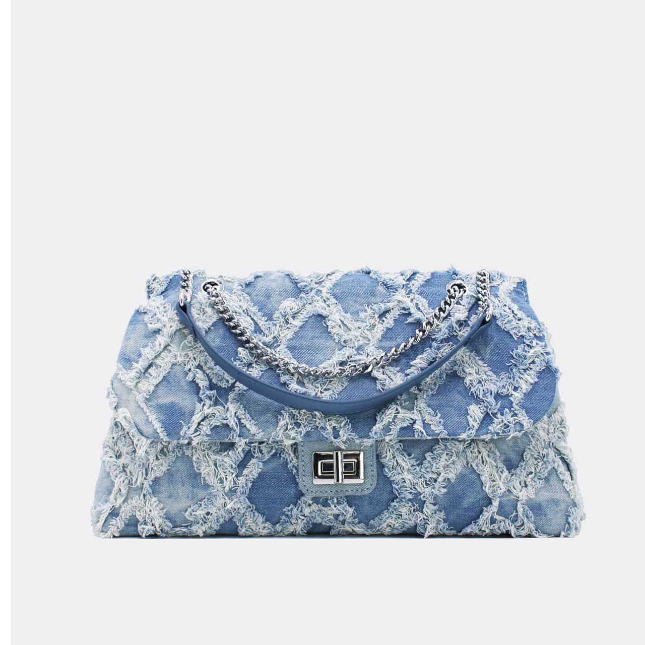 Distressed Denim Handbag - Baguetelle
