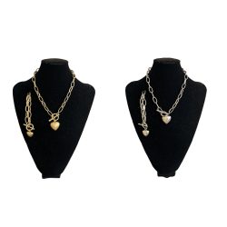 Heart Chain Necklace and Bracelet Set