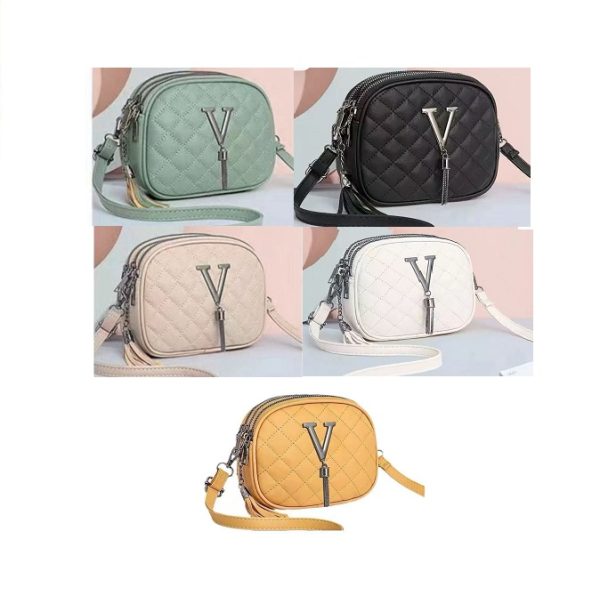 Quilted V Bag with Tassel