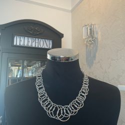 Silver Tone Circles Statement Necklace