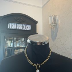 White Chocker with Oval Pearl Pendant