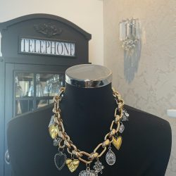 Gold Heart & Charms Pendant Necklace