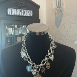 Silver Heart & Charms Pendant Necklace