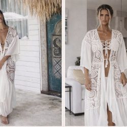 Lace Crochet Beach Cover-Up Kimono