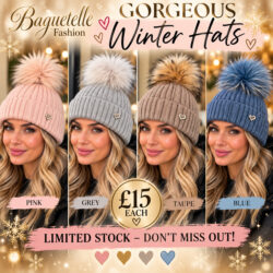 Extra Large Fluff Faux Fur  Pom-Pom Hat With Sparkle